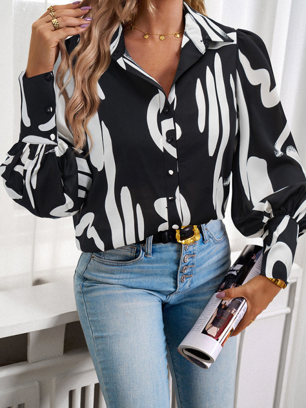 Ladies Printed Casual Vacation Loose Shirt Top