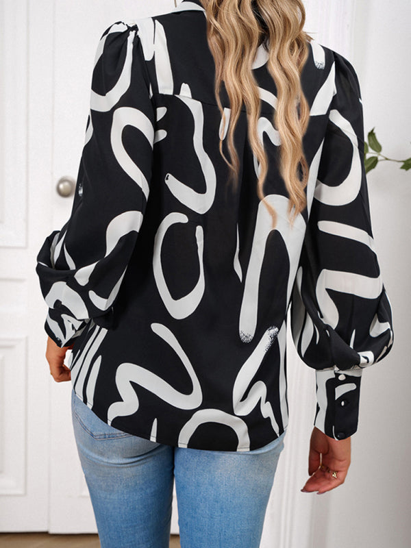 Ladies Printed Casual Vacation Loose Shirt Top