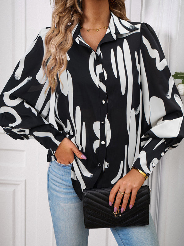 Ladies Printed Casual Vacation Loose Shirt Top