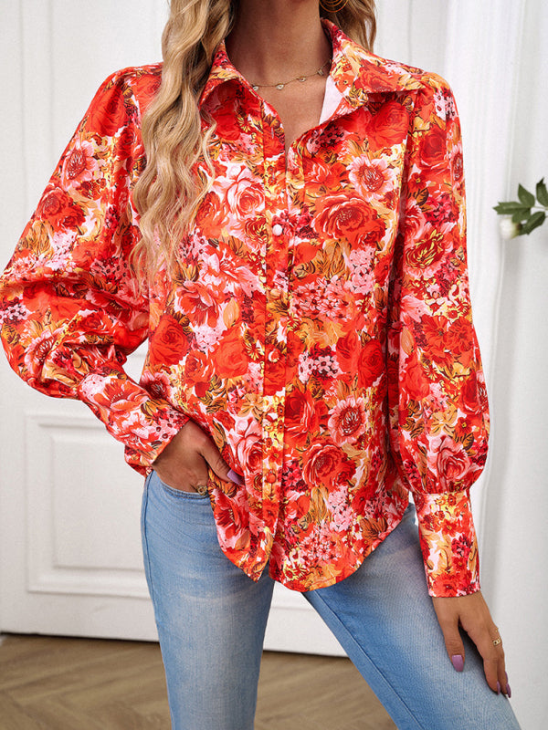 Ladies Printed Casual Vacation Loose Shirt Top