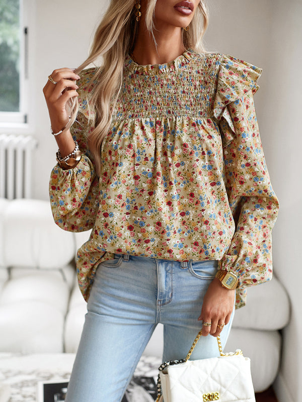 Floral Shirt Femininity Commuter Long Sleeve blouse