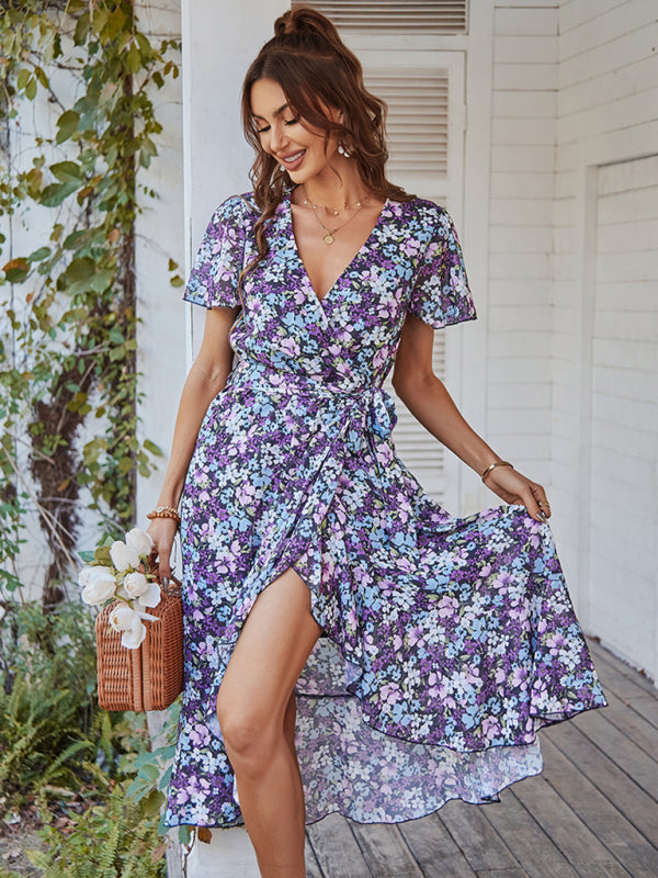 Printed Flowy Dress Sexy Holiday Swing  dress