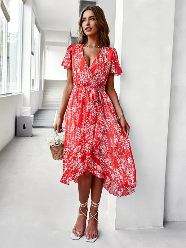 Printed Flowy Dress Sexy Holiday Swing  dress