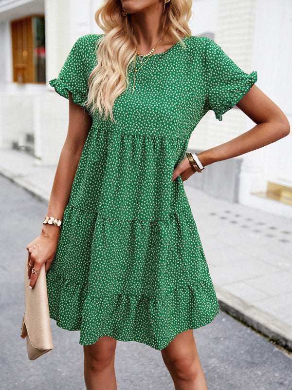 relaxed loose resort print layered dress