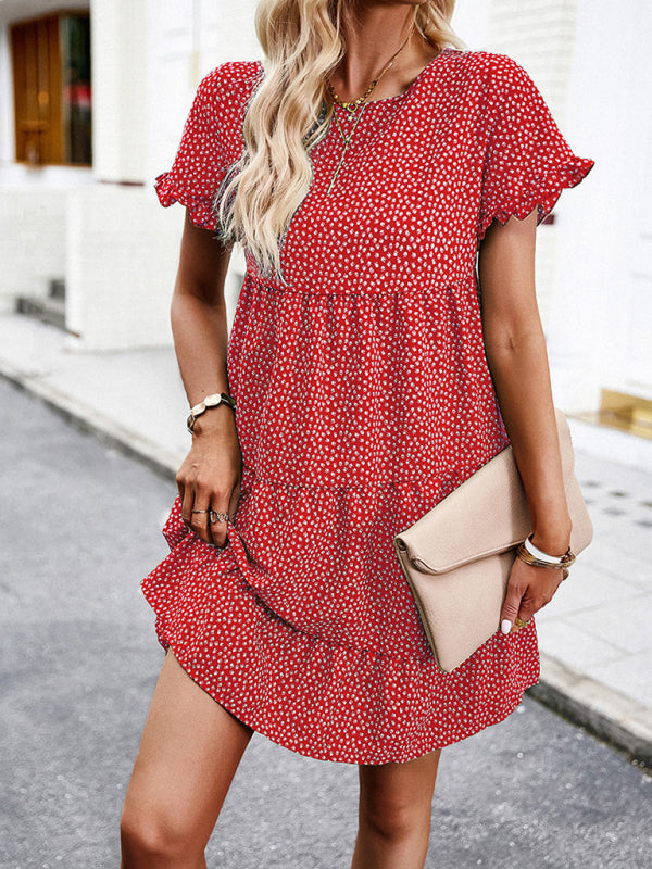 relaxed loose resort print layered dress