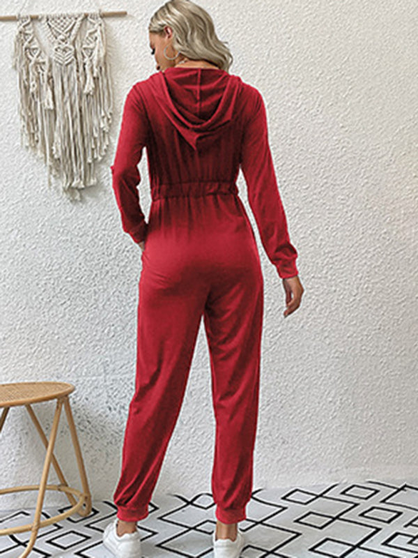 New women's solid color workwear casual jumpsuit