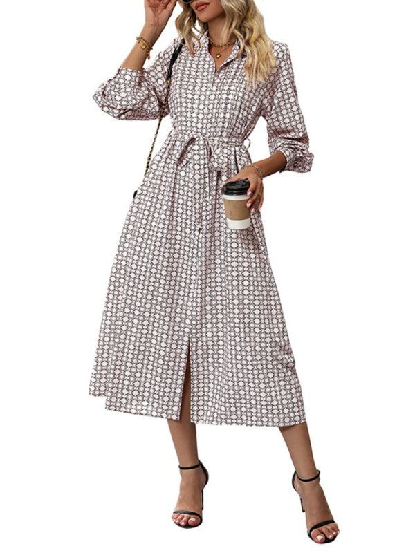 New Ladies Long Sleeve Printed Dress