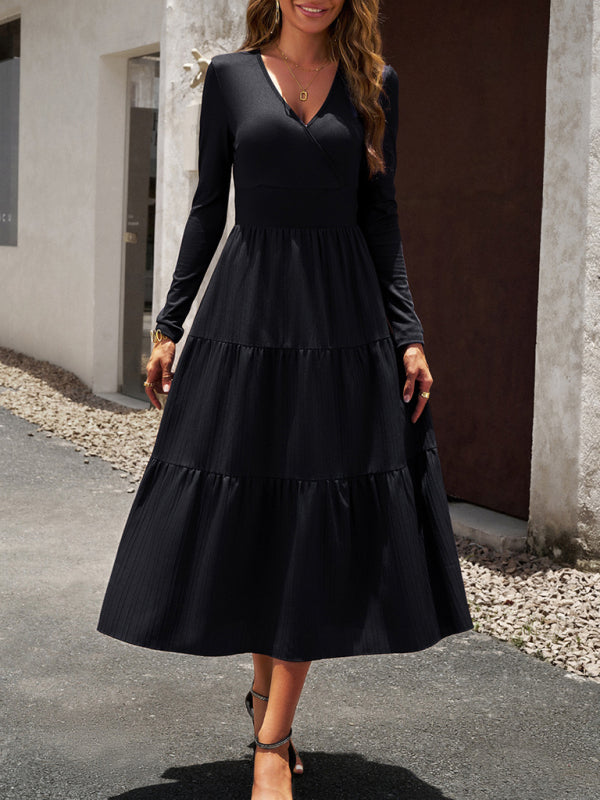 Women's Autumn Long Dress Temperament Commuting V-neck Long-sleeve Temperament Elegant Dress