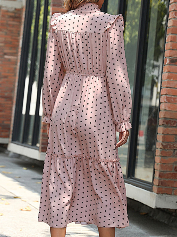 New women's long sleeve polka dot dress