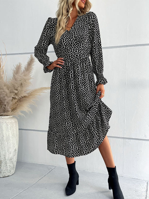 women's new long sleeve printed dress