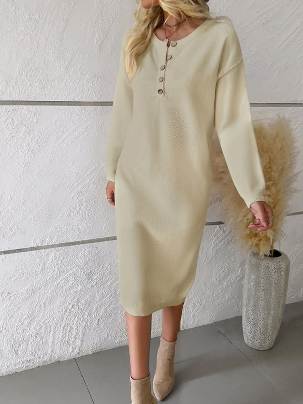 New casual round neck sweater dress