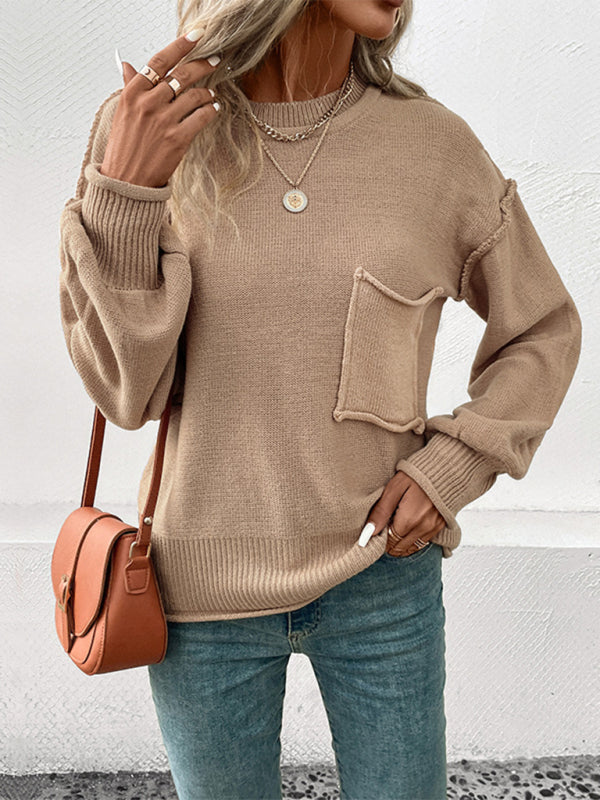 New long sleeve solid color autumn sweater