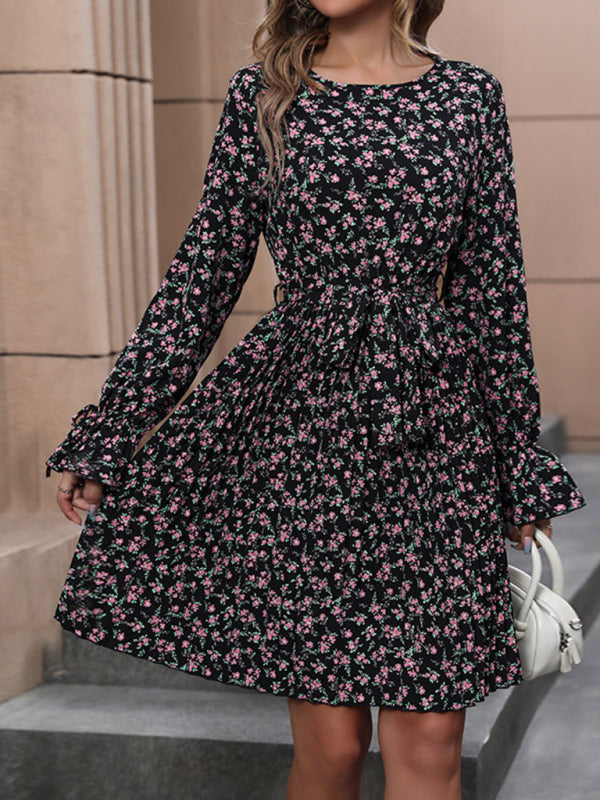 women's new long sleeve printed dress