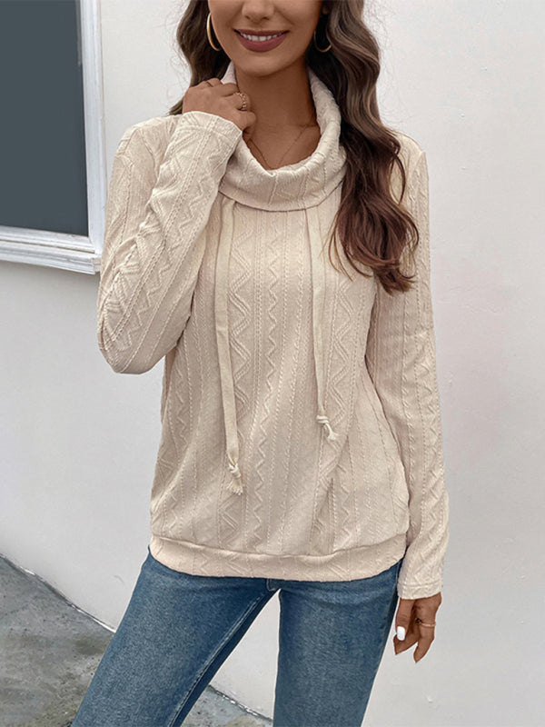 Women's pile collar textured pullover top