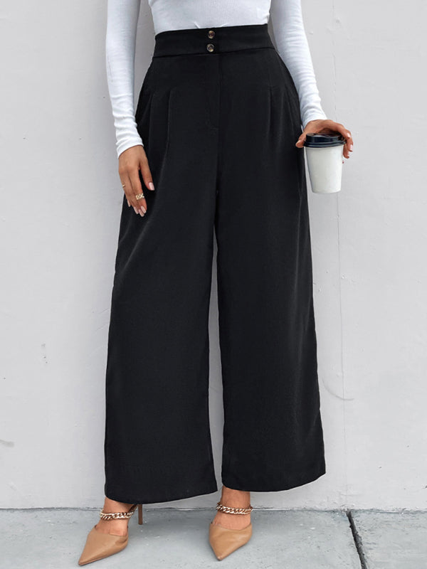 Women's elastic elastic loose wide leg long pants