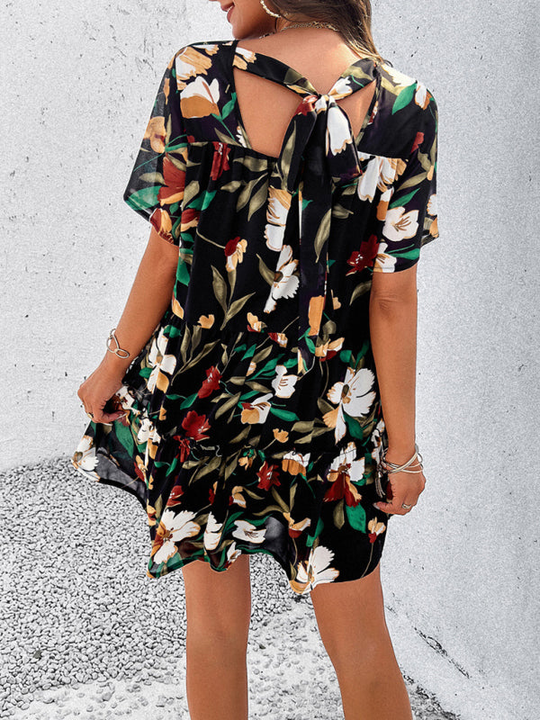 Women's new casual holiday printed short-sleeved dress