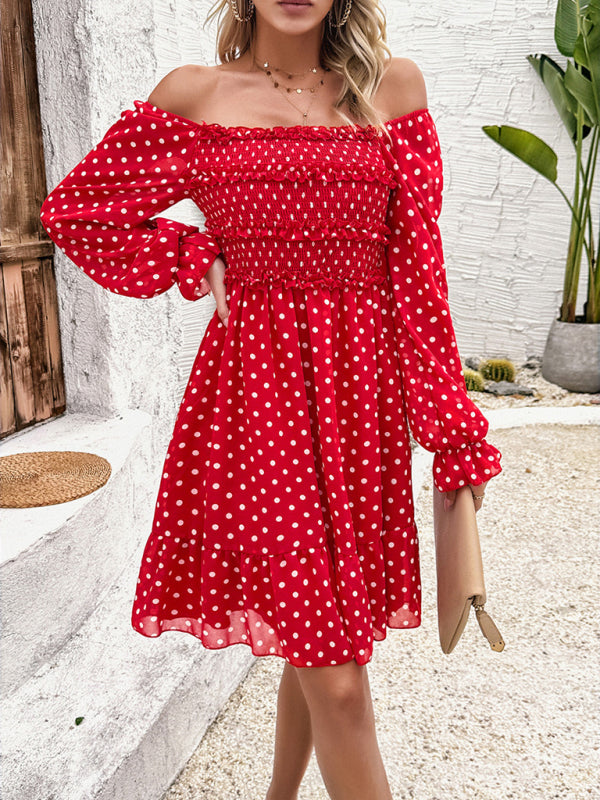 New spring and summer temperament casual polka dot dress