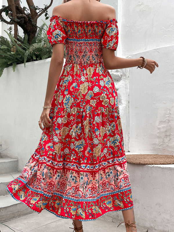 Women's new ethnic style one-neck printed dress