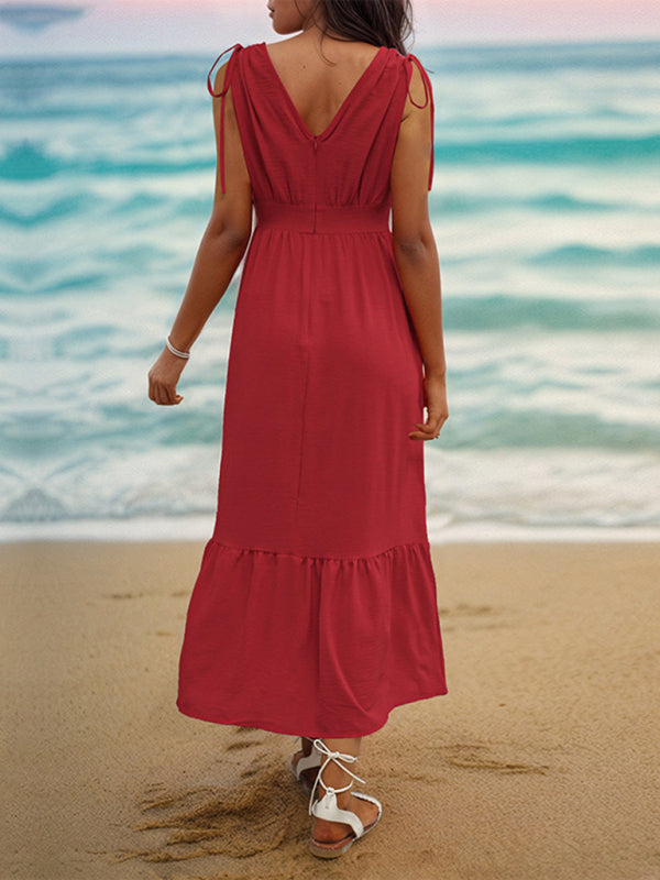 Elegant resort style women's backless dress