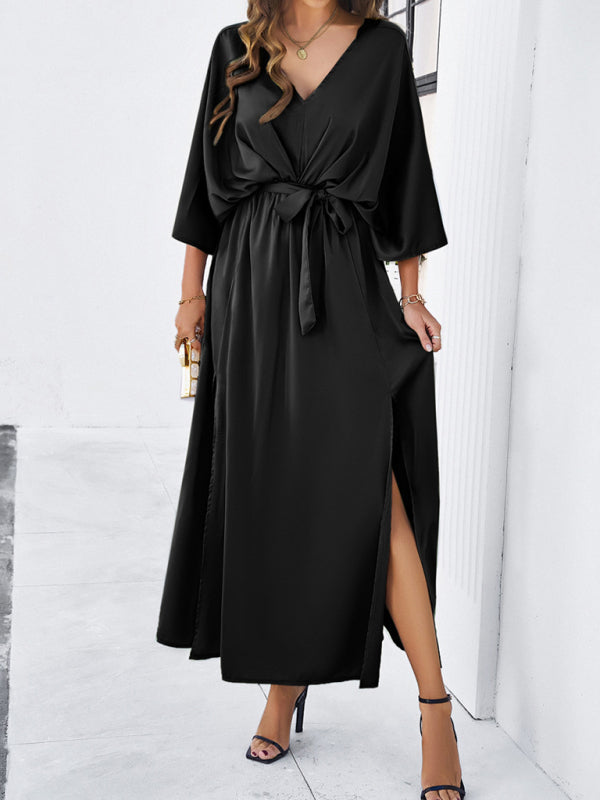 women's new style elegant v-neck loose dress