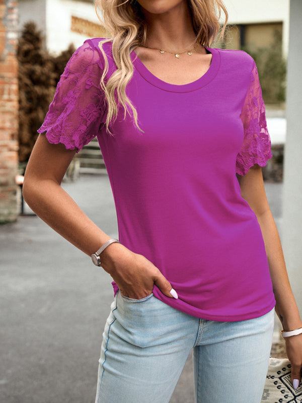 New casual lace short-sleeved T-shirt