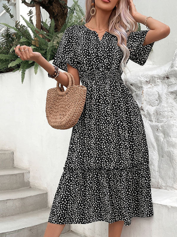 women's casual waist irregular graphic print dress