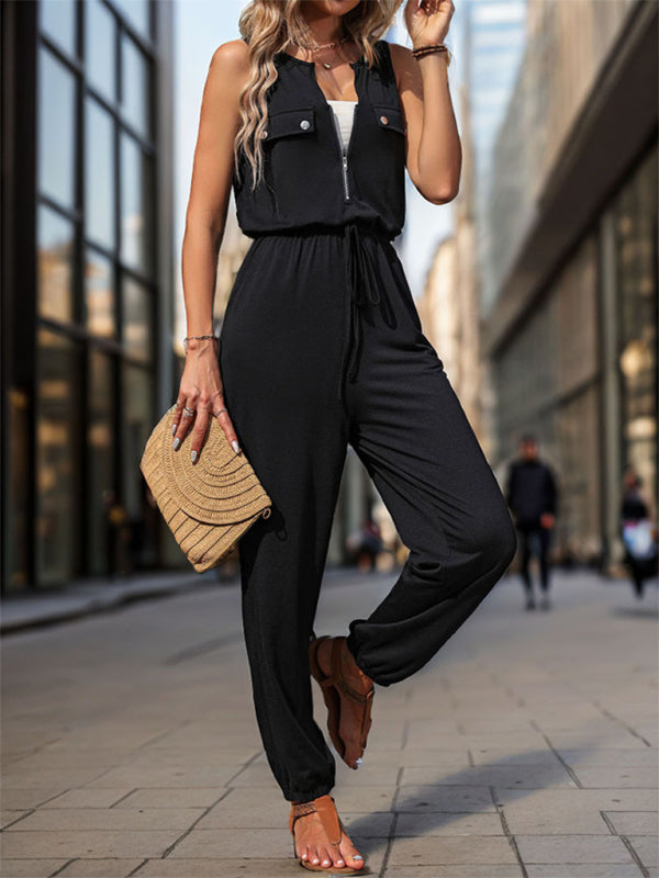 Women's Casual Waistless Sleeveless Long Jumpsuit