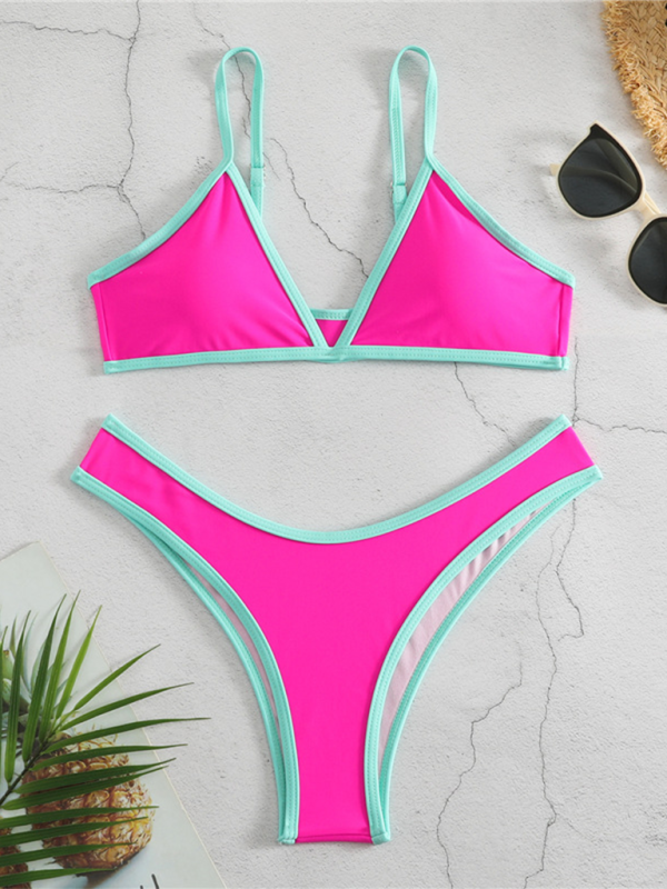 Women's Solid Color Bikini Sexy Sports Contrast Color Bikini