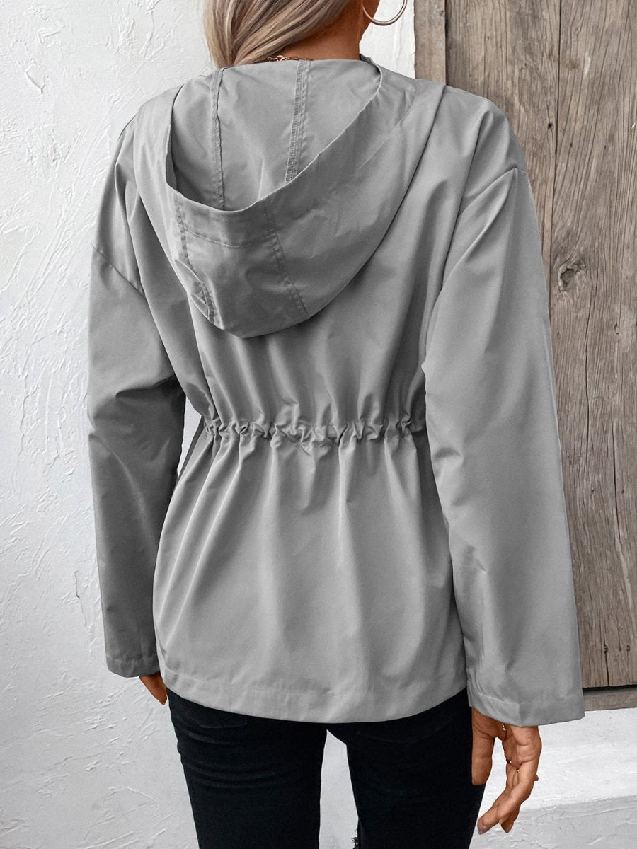 Ivy Lane Drawstring Zip Up Hooded Jacket - Outerwear