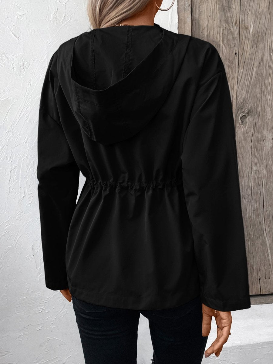 Ivy Lane Drawstring Zip Up Hooded Jacket - Outerwear