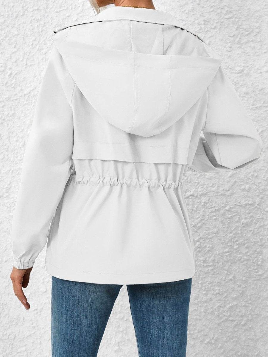 Ivy Lane Drawstring Zip Up Hooded Jacket - Outerwear