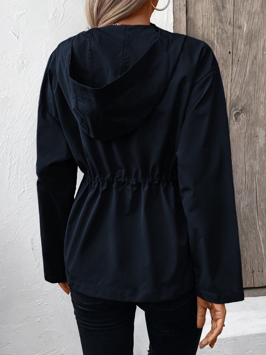 Ivy Lane Drawstring Zip Up Hooded Jacket - Outerwear