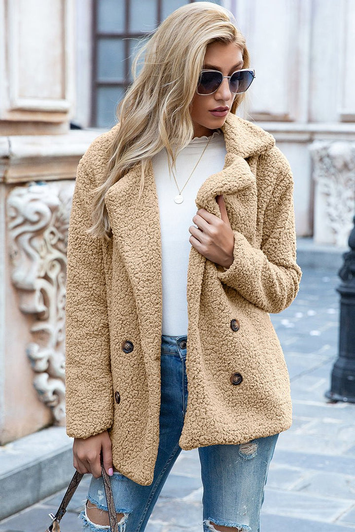 Ivy Lane Full Size Lapel Collar Sherpa Coat - Outerwear
