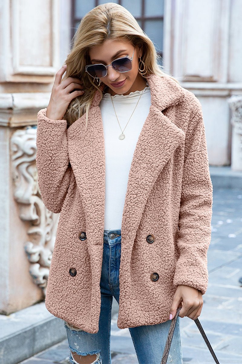Ivy Lane Full Size Lapel Collar Sherpa Coat - Outerwear