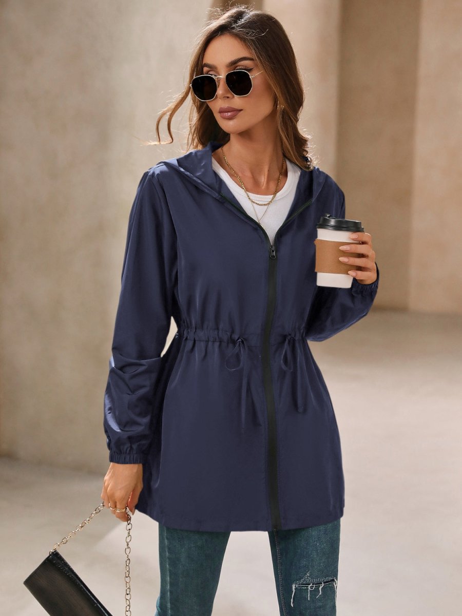 Ivy Lane Outdoor Waterproof Long Sleeve Hooded Windbreaker - Outerwear
