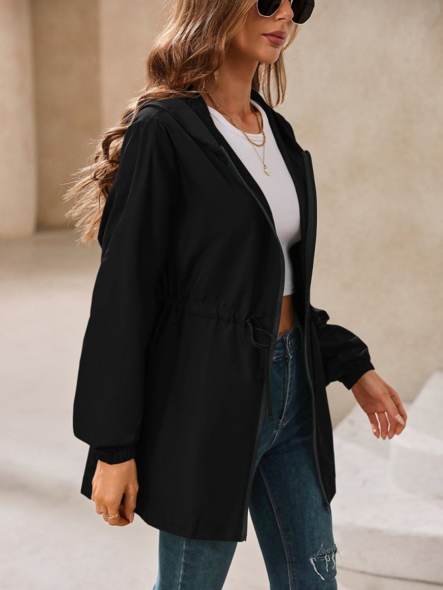 Ivy Lane Outdoor Waterproof Long Sleeve Hooded Windbreaker - Outerwear