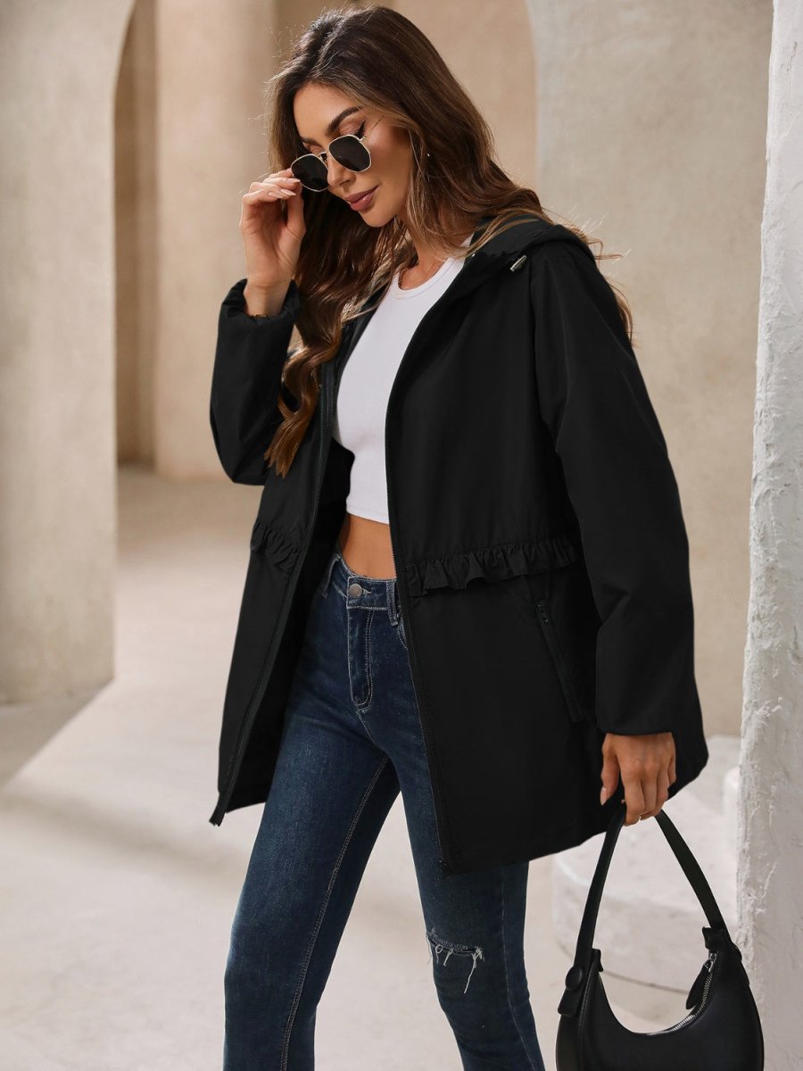 Ivy Lane Outdoor Waterproof Long Sleeve Hooded Windbreaker - Outerwear