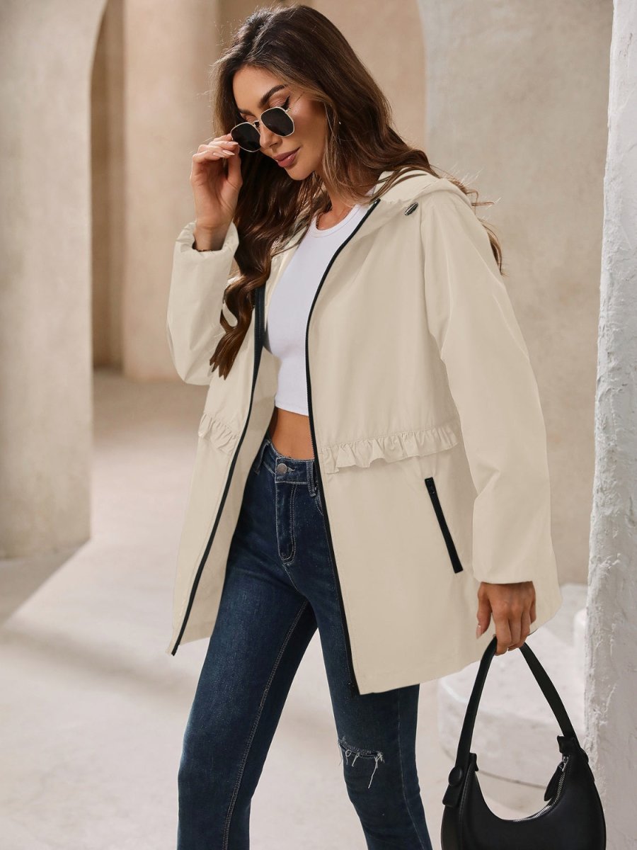 Ivy Lane Outdoor Waterproof Long Sleeve Hooded Windbreaker - Outerwear