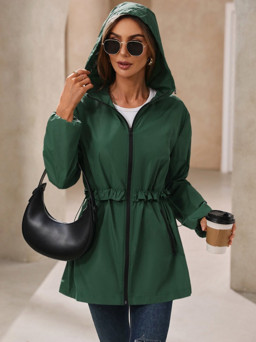 Ivy Lane Outdoor Waterproof Long Sleeve Hooded Windbreaker - Outerwear