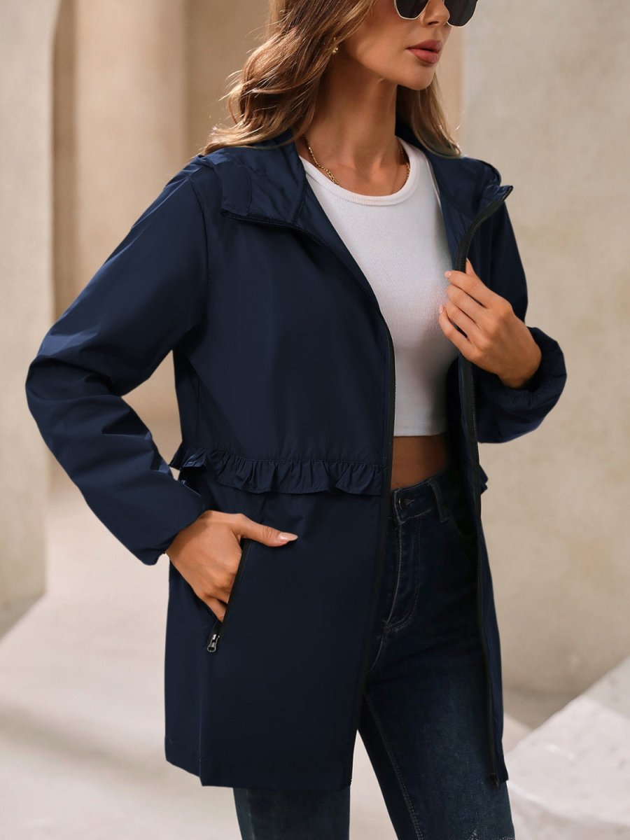 Ivy Lane Outdoor Waterproof Long Sleeve Hooded Windbreaker - Outerwear