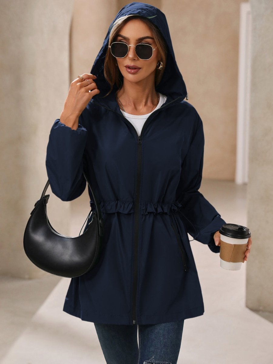 Ivy Lane Outdoor Waterproof Long Sleeve Hooded Windbreaker - Outerwear