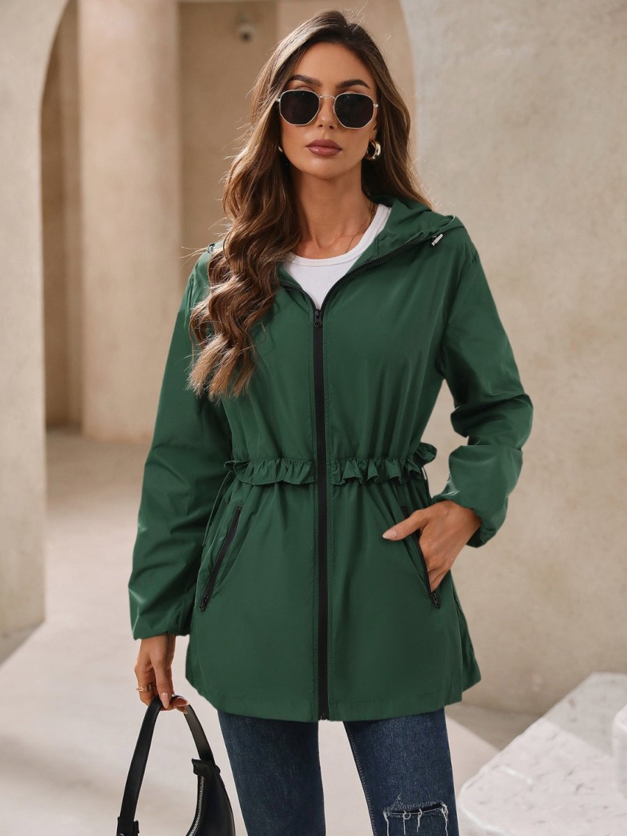 Ivy Lane Outdoor Waterproof Long Sleeve Hooded Windbreaker - Outerwear