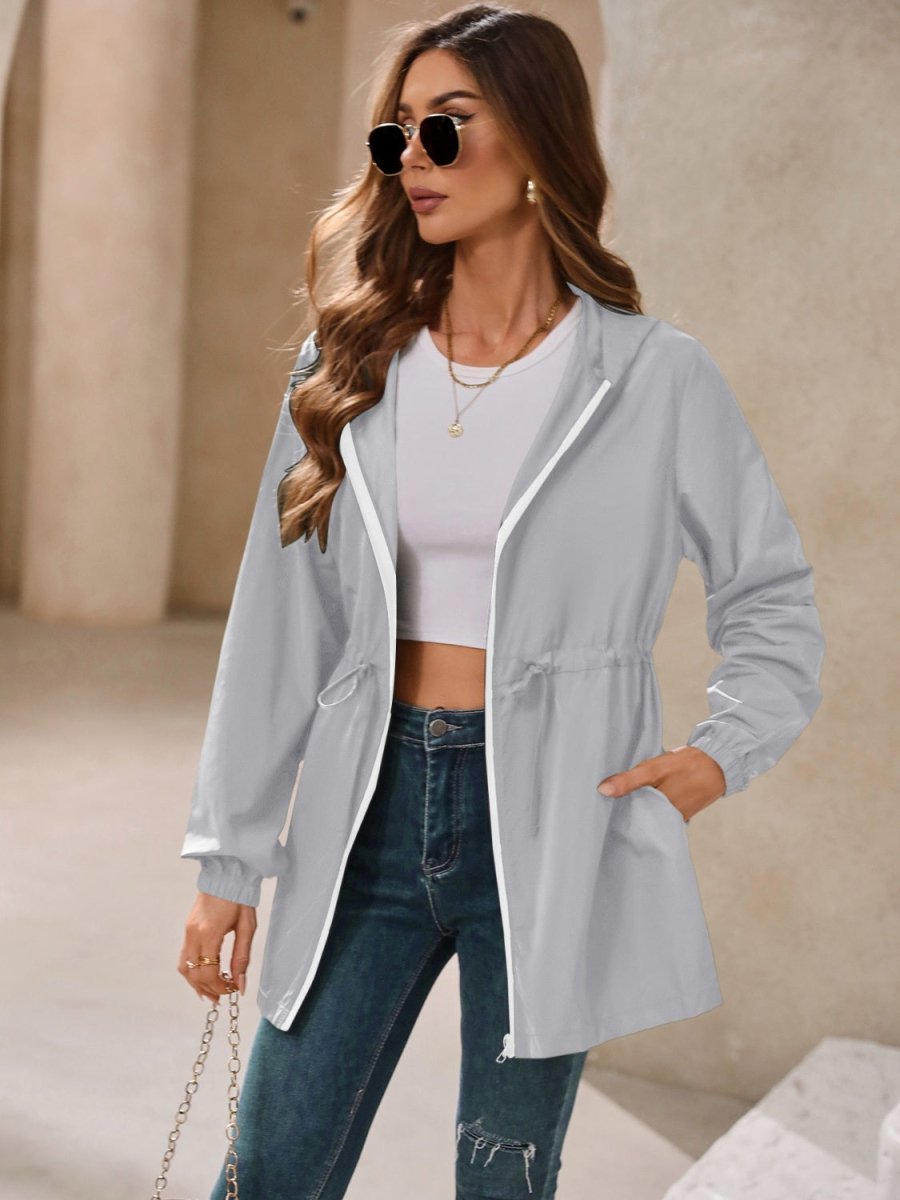 Ivy Lane Outdoor Waterproof Long Sleeve Hooded Windbreaker - Outerwear