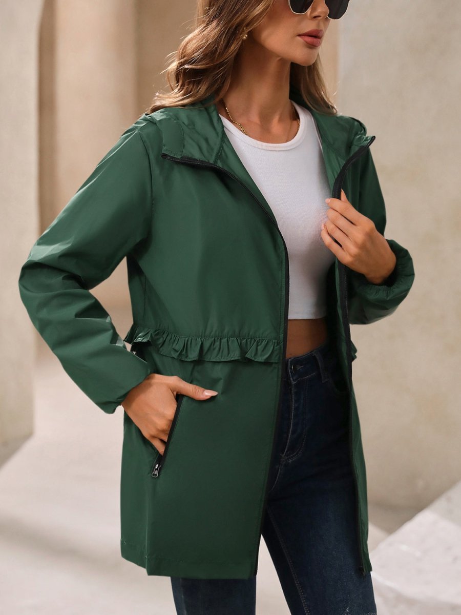 Ivy Lane Outdoor Waterproof Long Sleeve Hooded Windbreaker - Outerwear