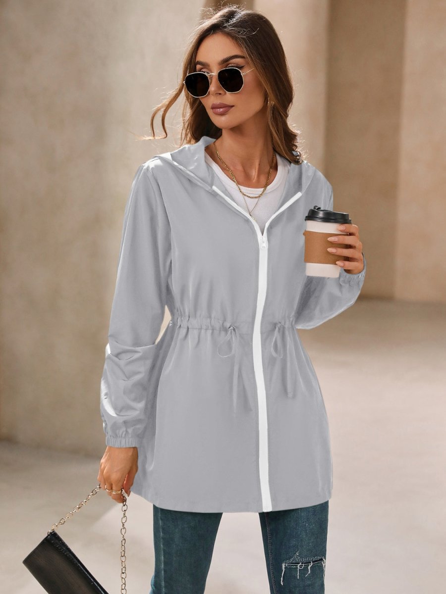 Ivy Lane Outdoor Waterproof Long Sleeve Hooded Windbreaker - Outerwear