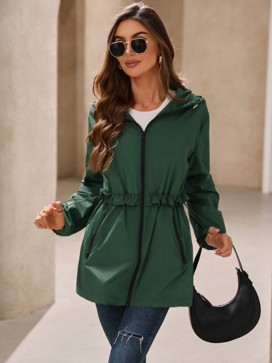 Ivy Lane Outdoor Waterproof Long Sleeve Hooded Windbreaker - Outerwear