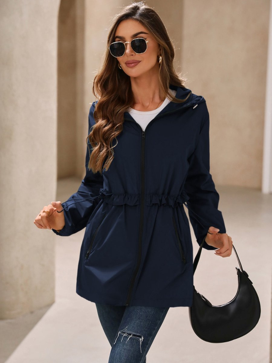 Ivy Lane Outdoor Waterproof Long Sleeve Hooded Windbreaker - Outerwear