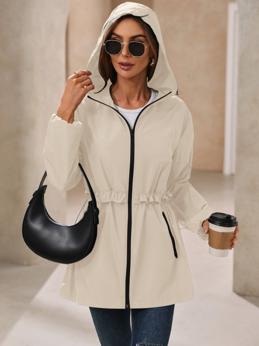 Ivy Lane Outdoor Waterproof Long Sleeve Hooded Windbreaker - Outerwear