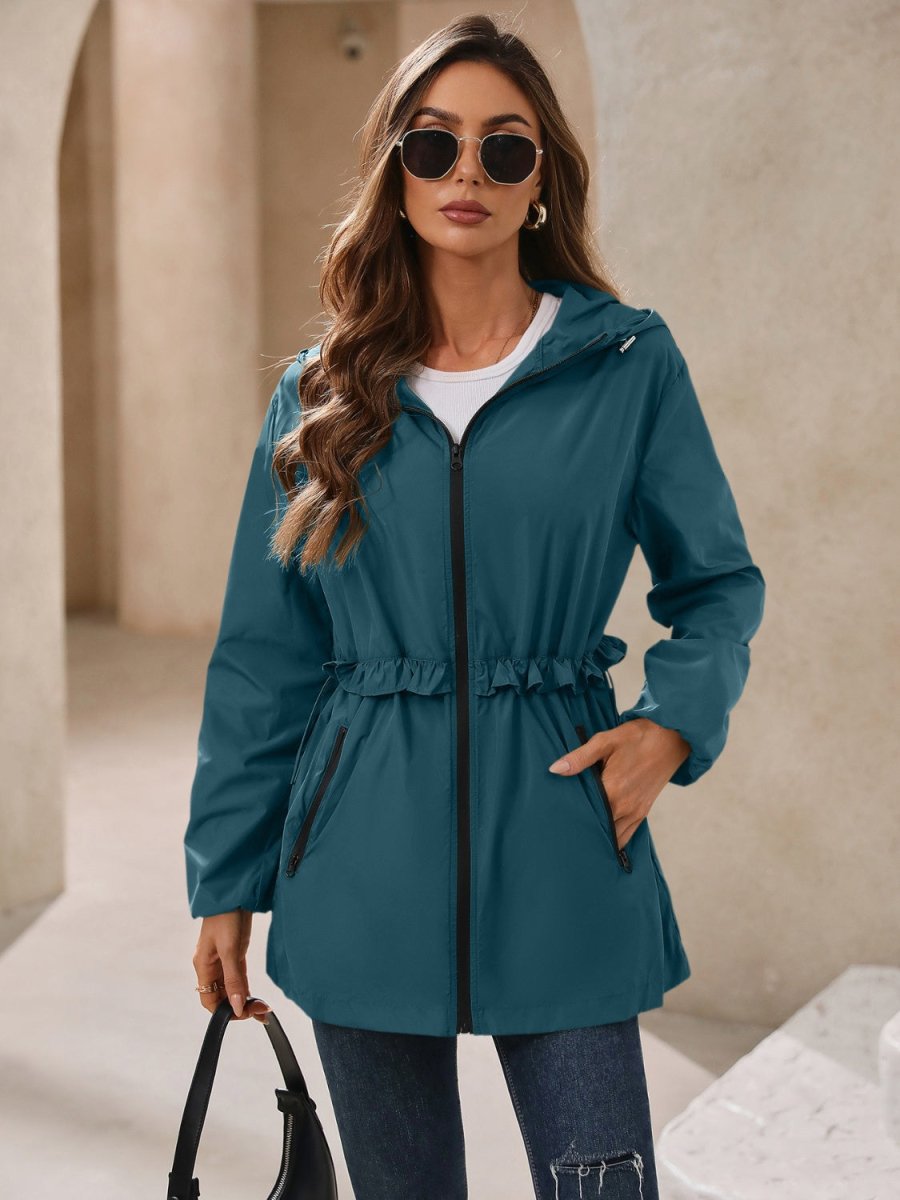 Ivy Lane Outdoor Waterproof Long Sleeve Hooded Windbreaker - Outerwear