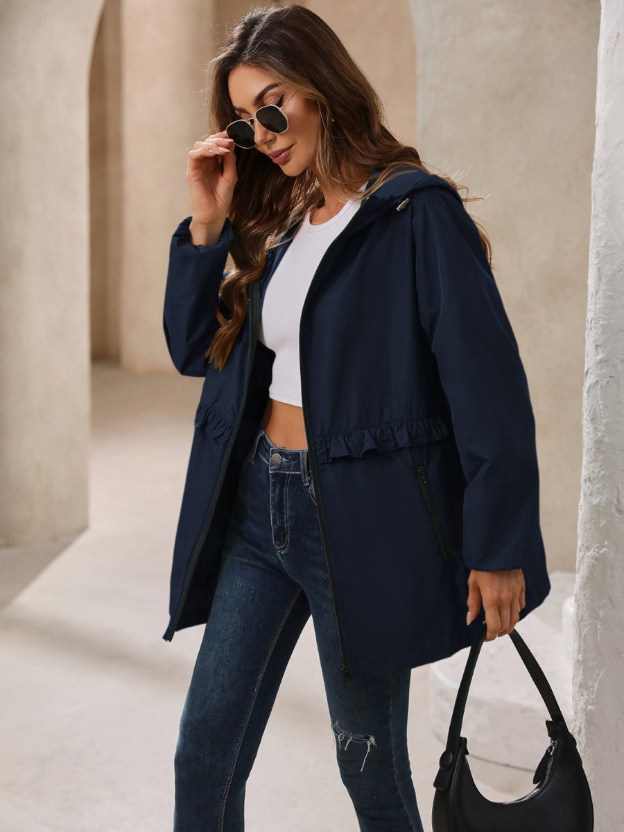 Ivy Lane Outdoor Waterproof Long Sleeve Hooded Windbreaker - Outerwear